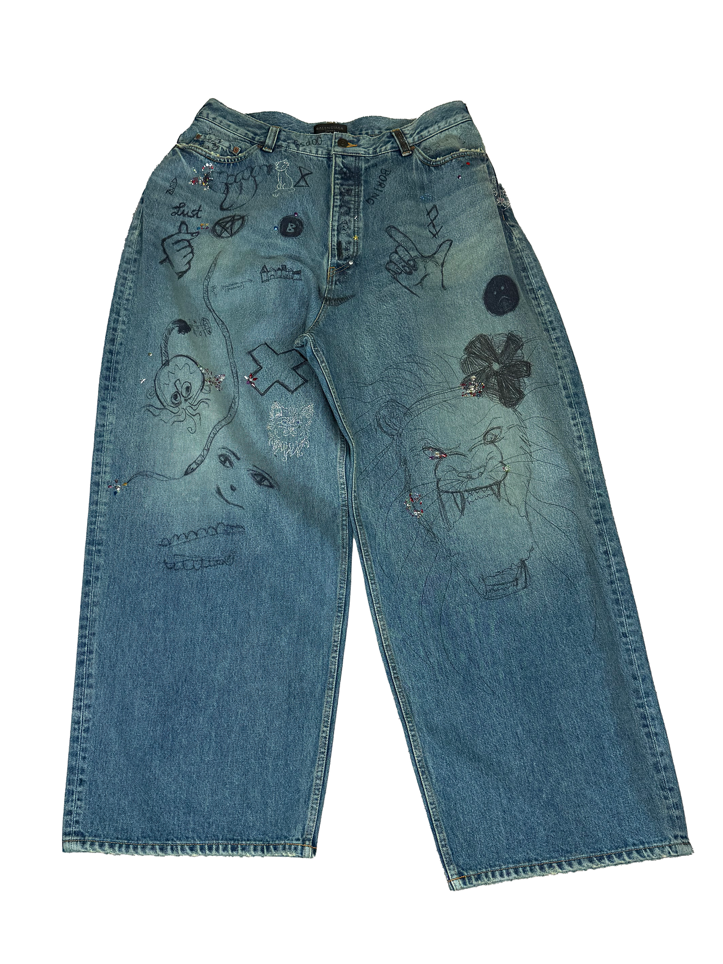 Balenciaga Rhinestone Denim - Size 38