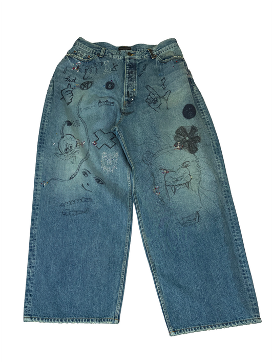 Balenciaga Rhinestone Denim - Size 38