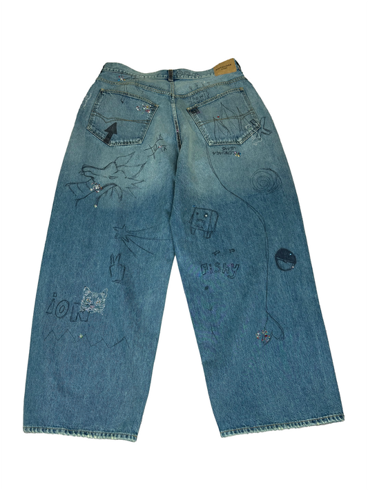 Balenciaga Rhinestone Denim - Size 38