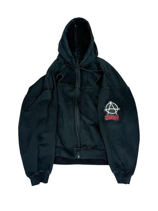 Vetements AH19 Upside Down Anarchy Zip-Up Hoodie Size - S
